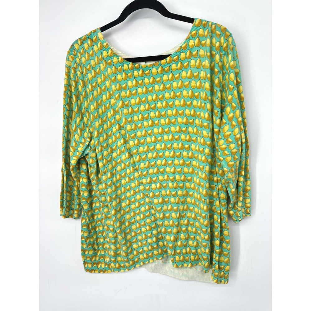 Talbots Button Back 3/4 Sleeves Sweater Cardigan Women 3X Pear Pattern Knit Cozy